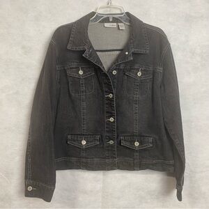 Chico’s Platinum Women’s Black Denim Jacket Size 2
